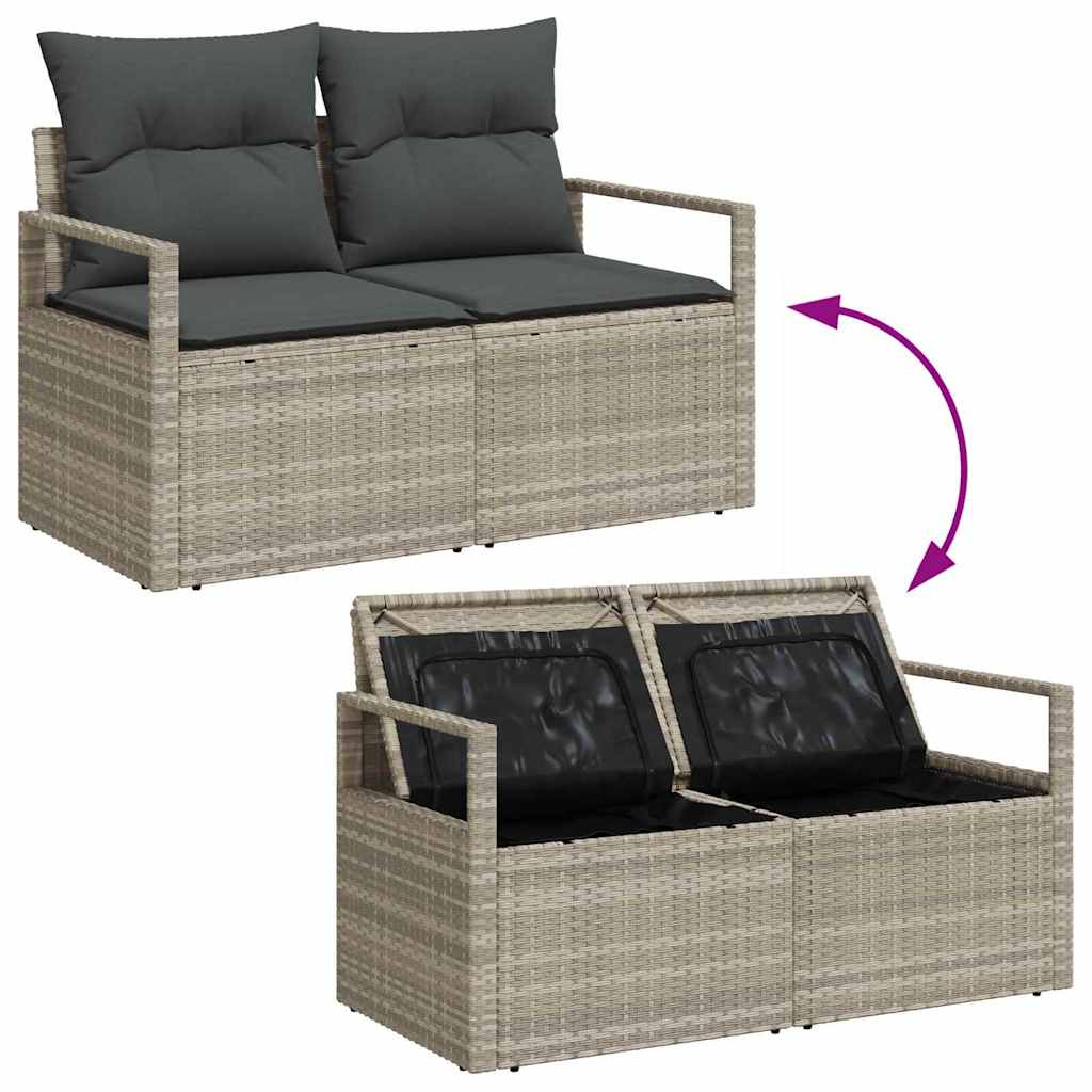 Gartensofa-set mit Kissen 6 pcs Hellgrau Poly-Rattan