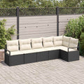 Gartensofa-set mit Kissen 6 pcs Schwarz und Weiß Poly-Rattan
