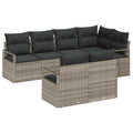 Gartensofa-set mit Kissen 7 pcs Hellgrau Poly-Rattan