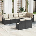 Gartensofa-set mit Kissen 8 pcs Schwarz und Weiß Poly-Rattan