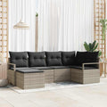 Sofa Set mit Kissen mit Speicher 6 pcs Hellgrau Poly-Rattan