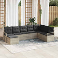 Sofa Set mit Kissen mit Speicher 7 pcs Hellgrau Poly-Rattan