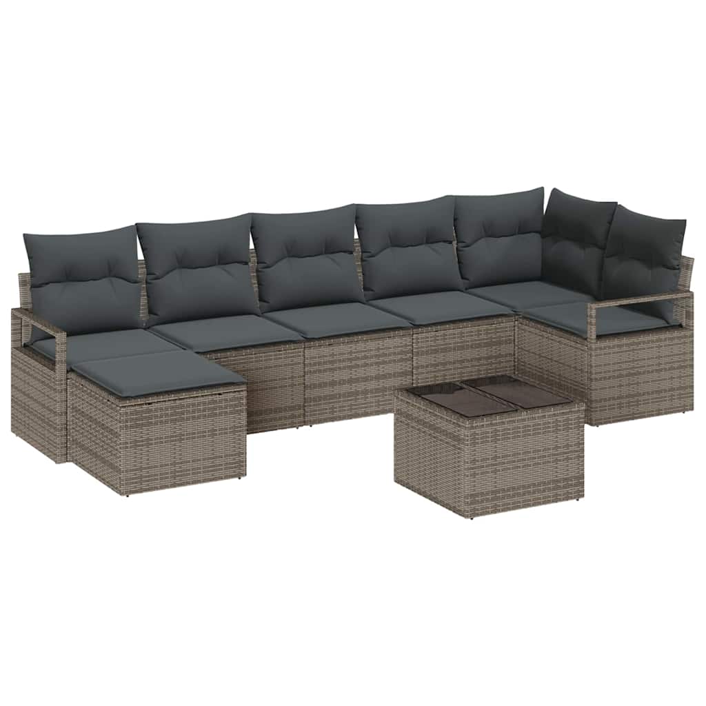 Sofa Set mit Kissen mit Speicher 8 pcs Hellgrau Poly-Rattan