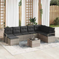 Sofa Set mit Kissen mit Speicher 8 pcs Hellgrau Poly-Rattan