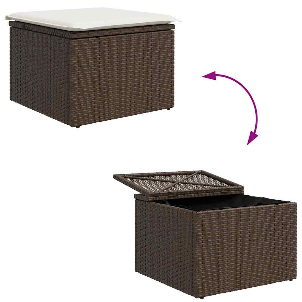 Sofa Set mit Kissen 6 pcs Braun und Creme Poly-Rattan