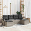 Sofa Set mit Kissen mit Speicher 6 pcs Hellgrau Poly-Rattan
