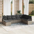 Sofa Set mit Kissen 8 pcs Schwarz und Creme Poly-Rattan