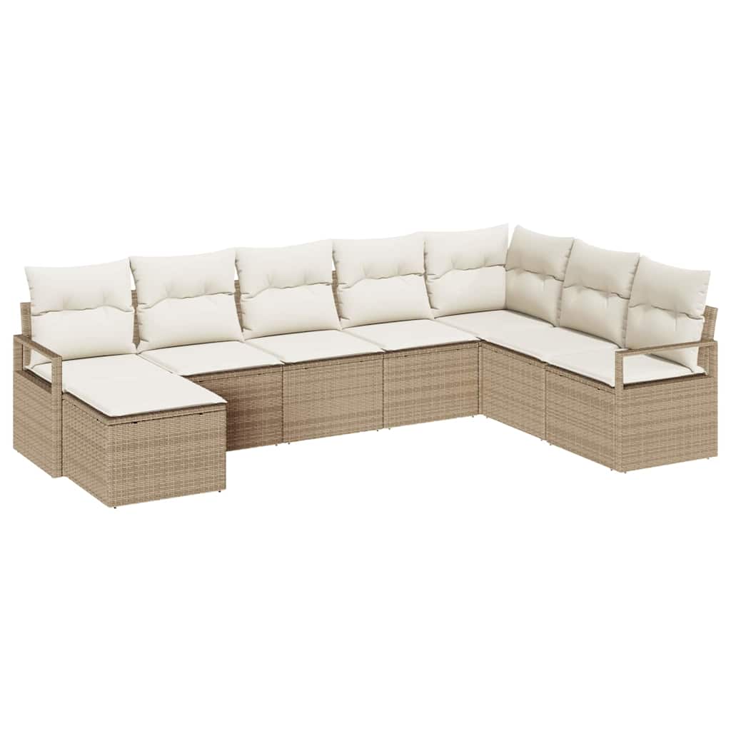 Sofa Set mit Kissen 8 pcs Beige und Creme Poly-Rattan