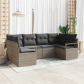 Gartensofa-set mit Kissen mit Speicher 6 pcs Grau Poly-Rattan