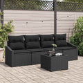 Sofa Set mit Kissen mit Speicher 5 pcs Schwarz Poly-Rattan