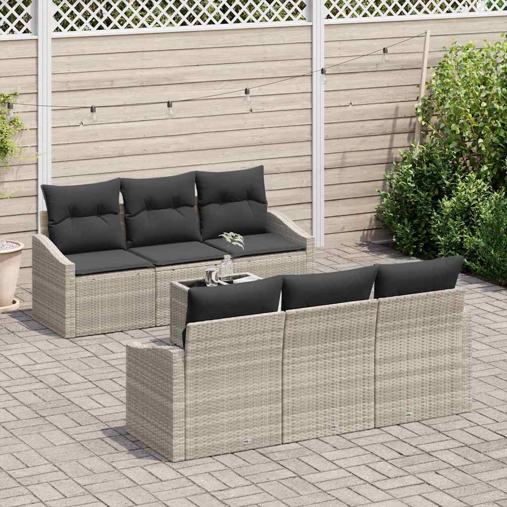 Sofa Set 7 pcs Hellgrau und Dunkelgrau Poly-Rattan