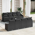 Sofa Set mit Kissen mit Speicher 7 pcs Schwarz Poly-Rattan