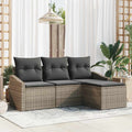 Sofa Set mit Kissen mit Speicher 4 pcs Grau Poly-Rattan