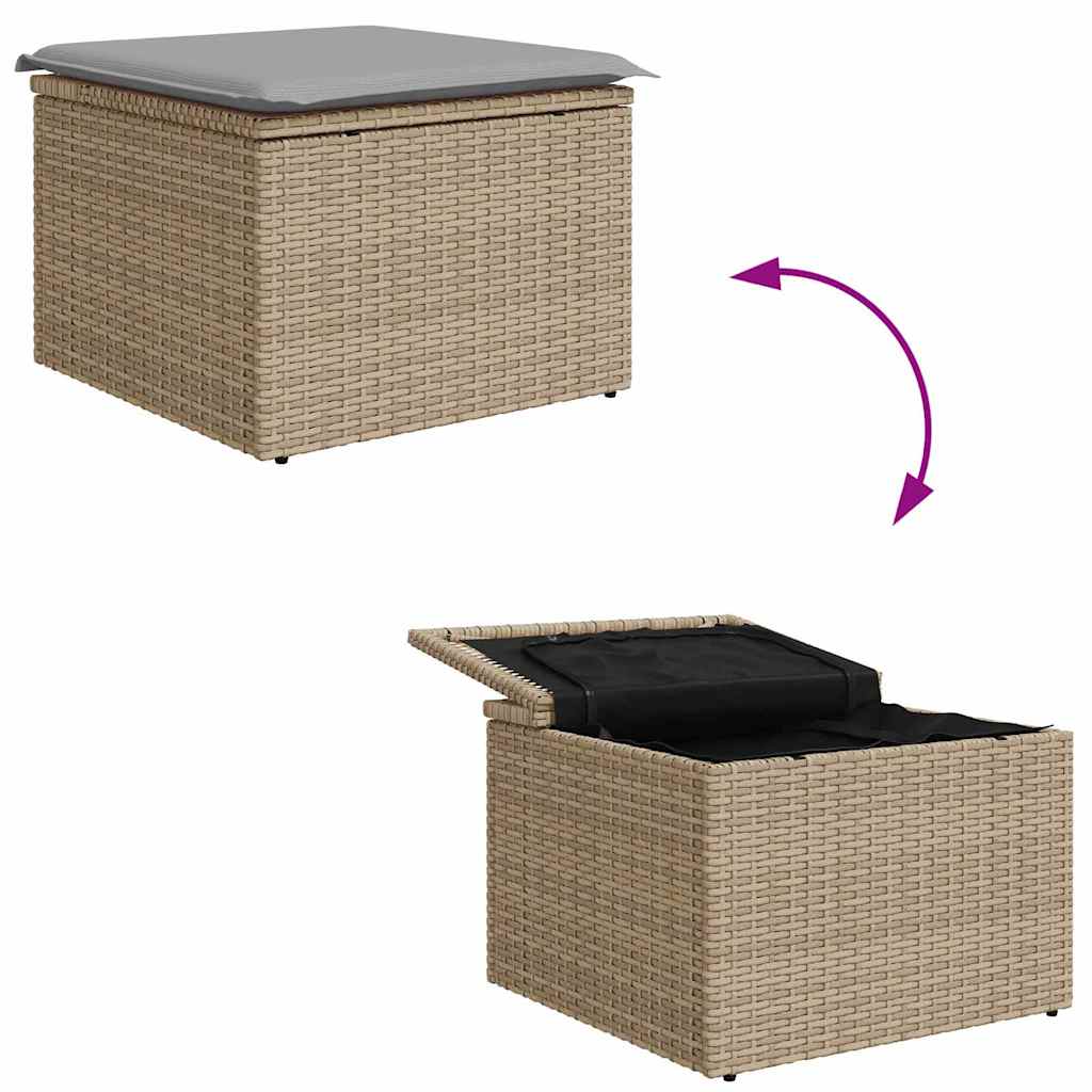Sofa Set mit Kissen 4 pcs Beige und Hellgrau Poly-Rattan