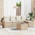 Sofa Set mit Kissen 6 pcs Beige und Creme Poly-Rattan