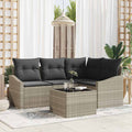 Gartensofa-set mit Kissen 5 pcs Hellgrau Poly-Rattan