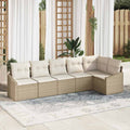 Gartensofa-set mit Kissen 6 pcs Beige und Weiß Poly-Rattan
