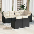 Gartensofa-set mit Kissen 7 pcs Schwarz und Weiß Poly-Rattan