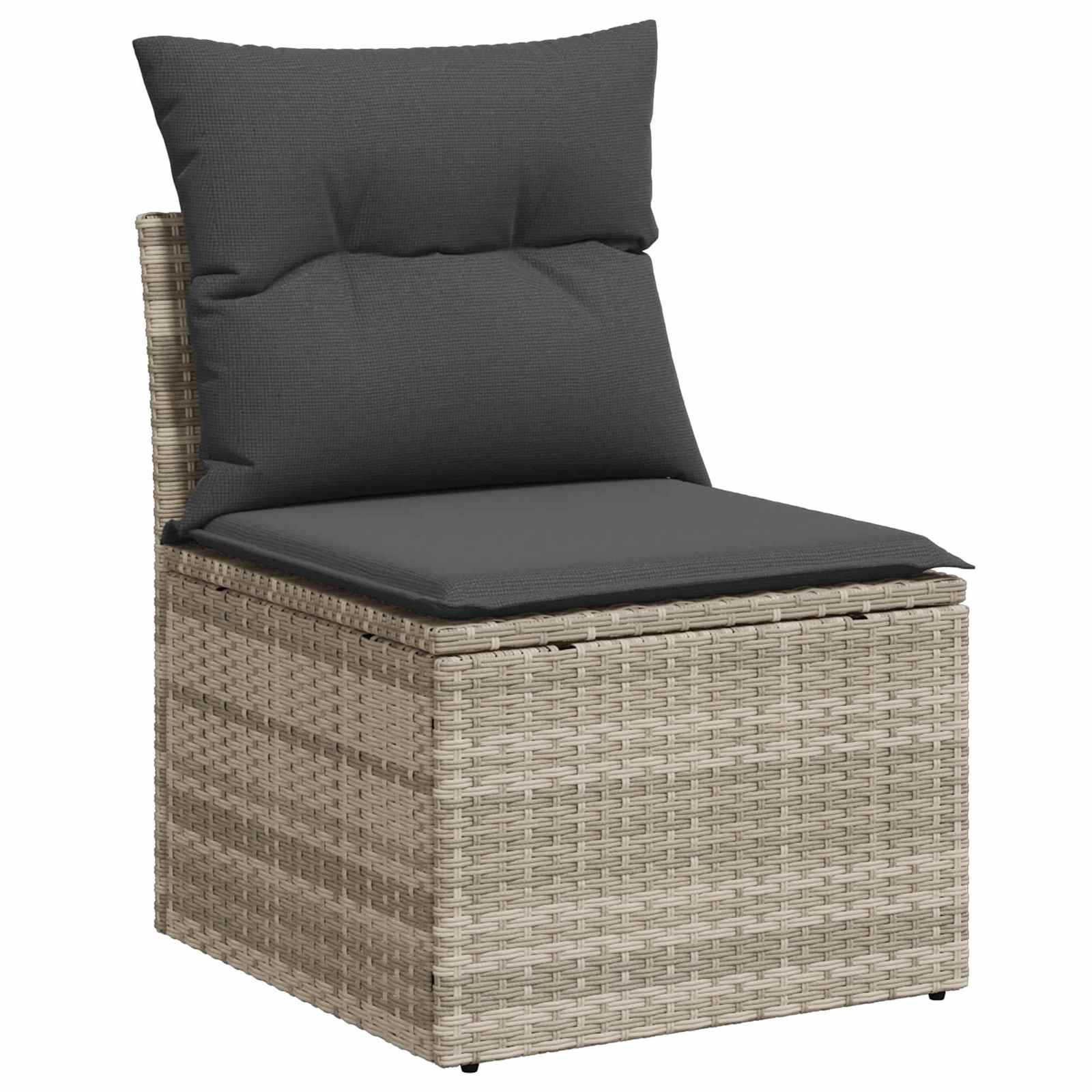 Gartensofa-set mit Kissen 7 pcs Hellgrau Poly-Rattan