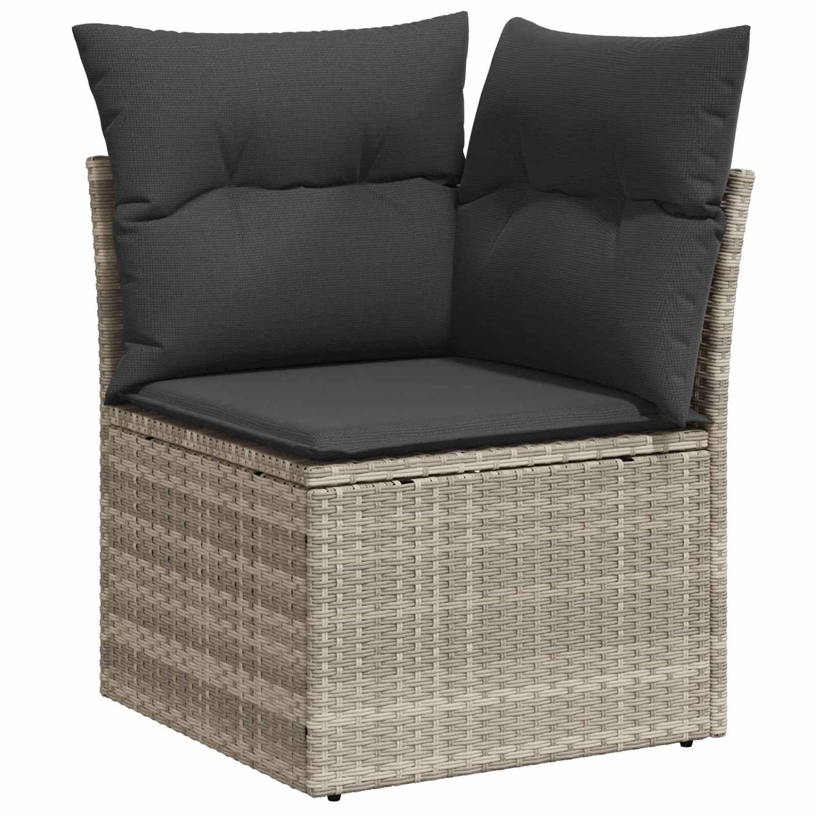 Gartensofa-set mit Kissen 7 pcs Hellgrau Poly-Rattan
