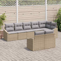 Gartensofa-set mit Kissen 8 pcs Beige und Hellgrau Poly-Rattan