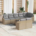 Gartensofa-set mit Kissen 9 pcs Beige und Hellgrau Poly-Rattan