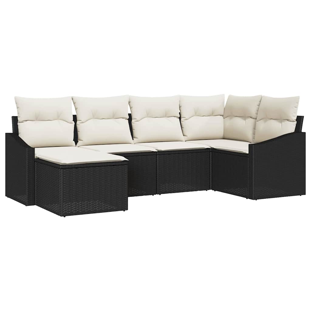 Garten Essgruppe mit Kissen 6 pcs Schwarz und Creme