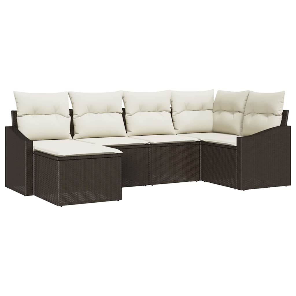 Garten Essgruppe mit Kissen mit Speicher 6 pcs Braun und Creme