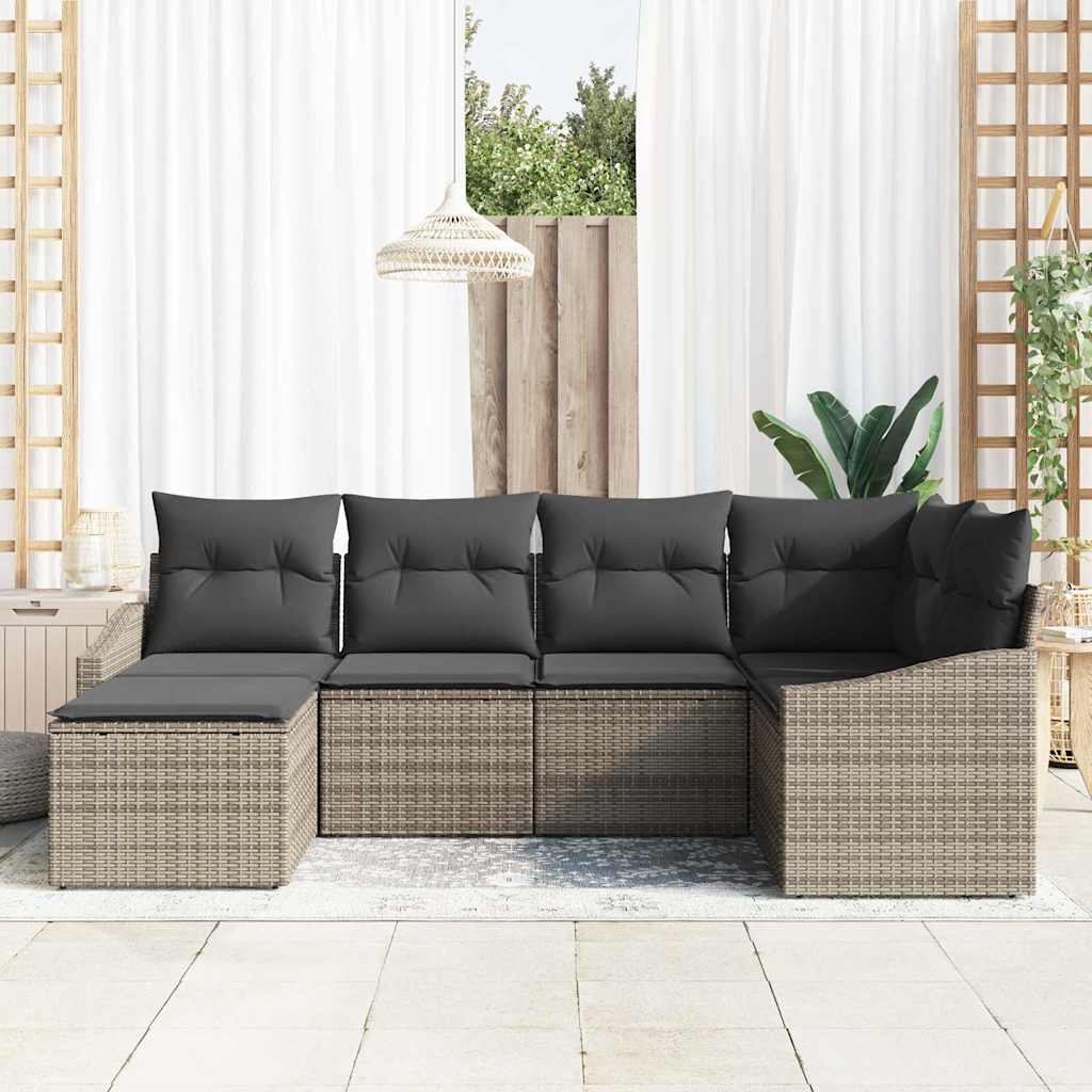 Garten Essgruppe mit Kissen mit Speicher 6 pcs Grau
