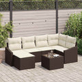 Garten Essgruppe mit Kissen mit Speicher 7 pcs Braun und Creme