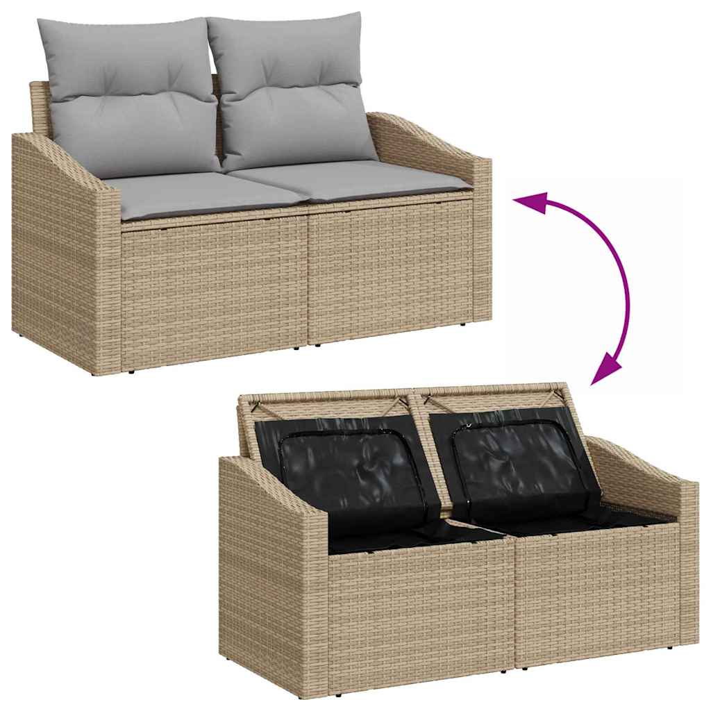 Garten Essgruppe mit Kissen 7 pcs Beige und Hellgrau