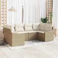 Gartensofa-set mit Speicher 6 pcs Beige und Creme Poly-Rattan