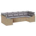 Gartensofa-set 7 pcs Beige und Hellgrau Poly-Rattan