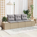 Gartensofa-set 3 pcs Beige und Hellgrau Poly-Rattan