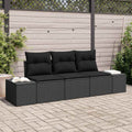 Gartensofa-set mit Speicher 3 pcs Schwarz Poly-Rattan