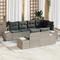 Gartensofa-set mit Speicher 7 pcs Hellgrau Poly-Rattan