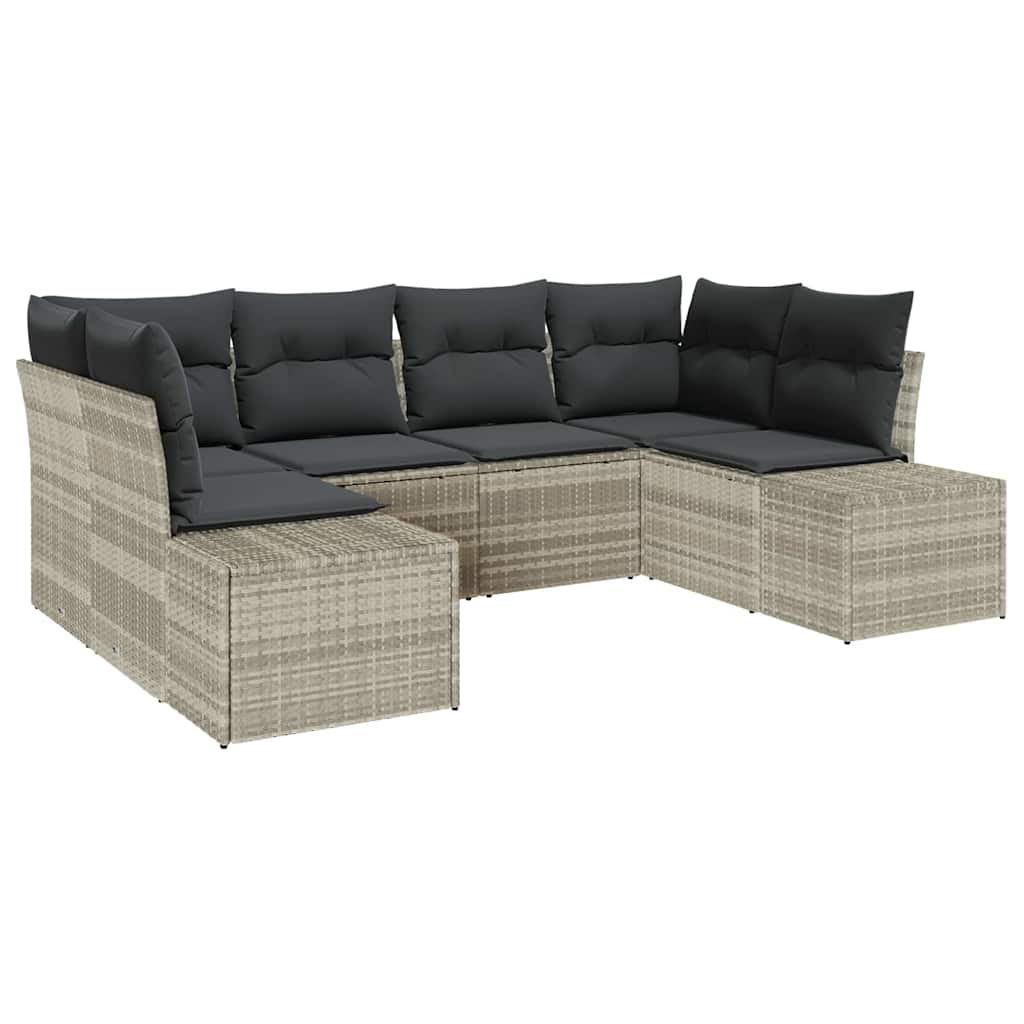 Gartensofa-set mit Speicher 6 pcs Hellgrau Poly Rattan