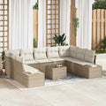Gartensofa-set mit Kissen 9 pcs Beige und Creme Polyrattan