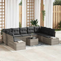 Gartensofa-set mit Kissen 9 pcs Hellgrau Polyrattan