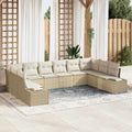 Gartensofa-set mit Kissen 10 pcs Beige und Creme Polyrattan