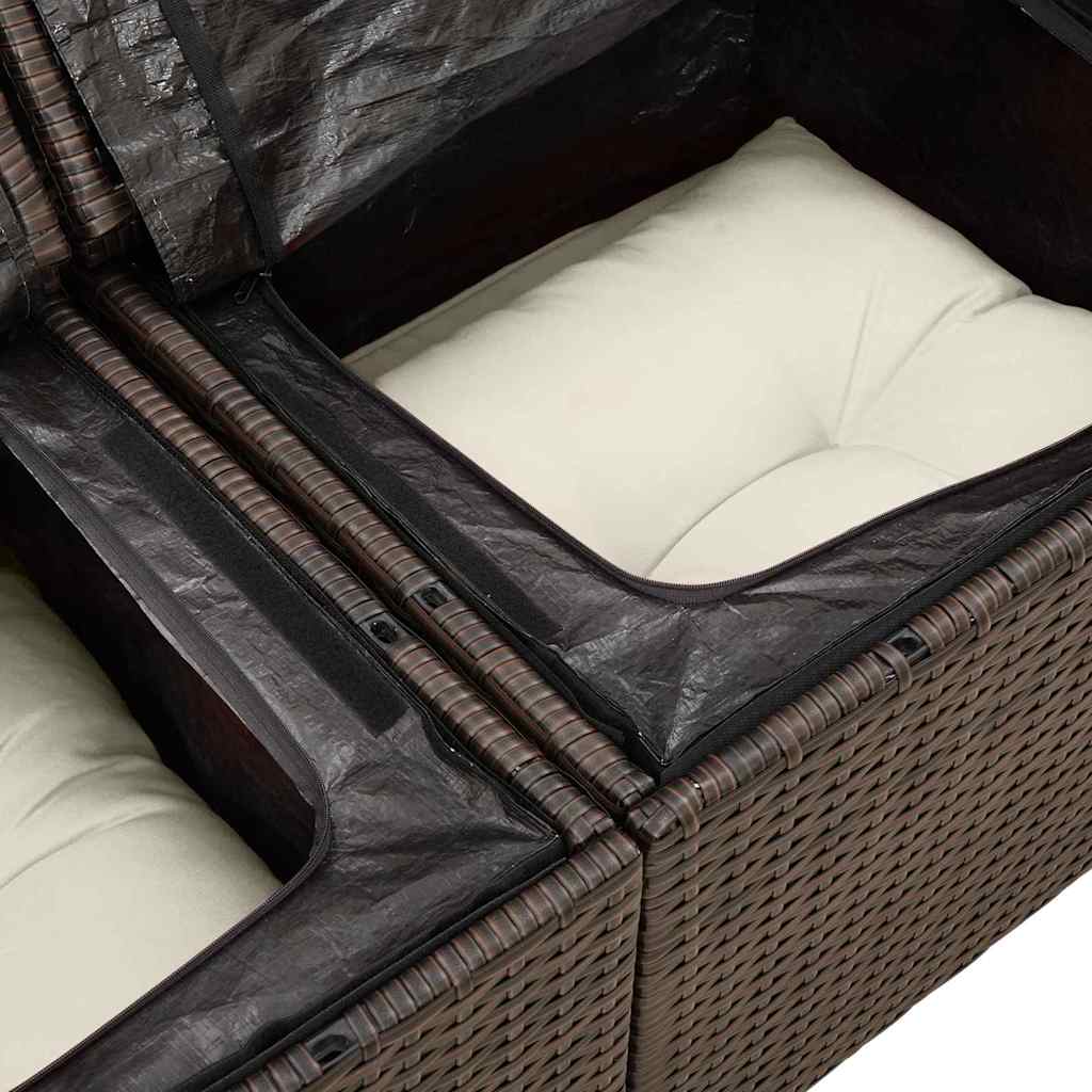 Gartensofa-set mit Kissen 10 pcs Braun und Creme Polyrattan