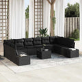 Gartensofa-set mit Kissen 10 pcs Schwarz Polyrattan
