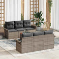 Gartensofa-set mit Speicher 7 pcs Grau Poly-Rattan