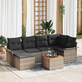 Gartensofa-set mit Speicher 7 pcs Grau Poly-Rattan
