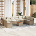 Gartensofa-set mit Speicher 11 pcs Beige und Creme Poly-Rattan