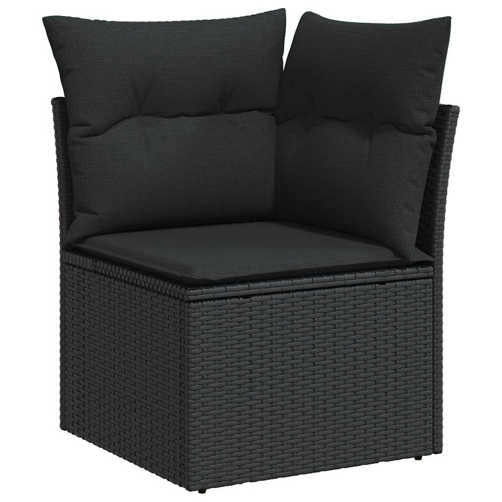 Gartensofa-set mit Speicher 11 pcs Schwarz Poly-Rattan