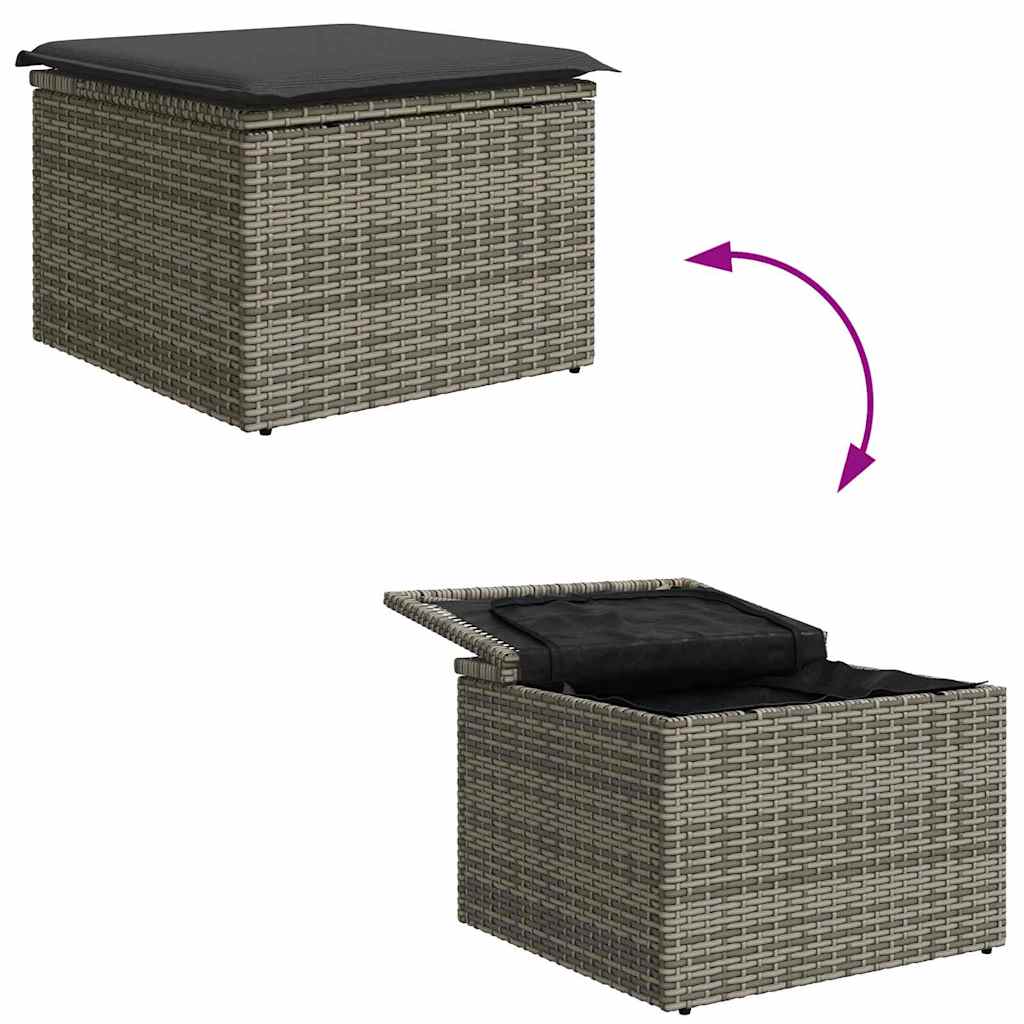 Gartensofa-set mit Kissen 4 pcs Grau Poly Rattan