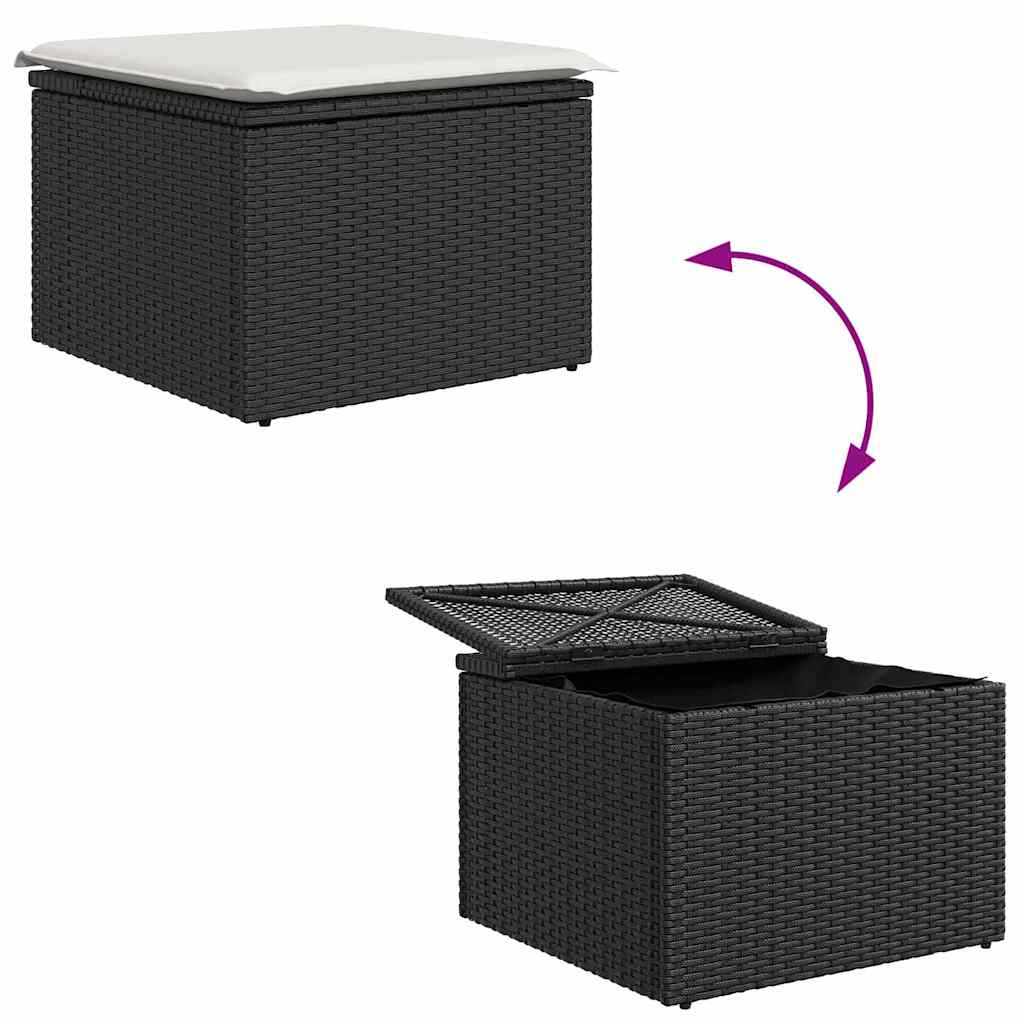 Gartensofa-set mit Kissen 6 pcs Schwarz und Creme Polyrattan