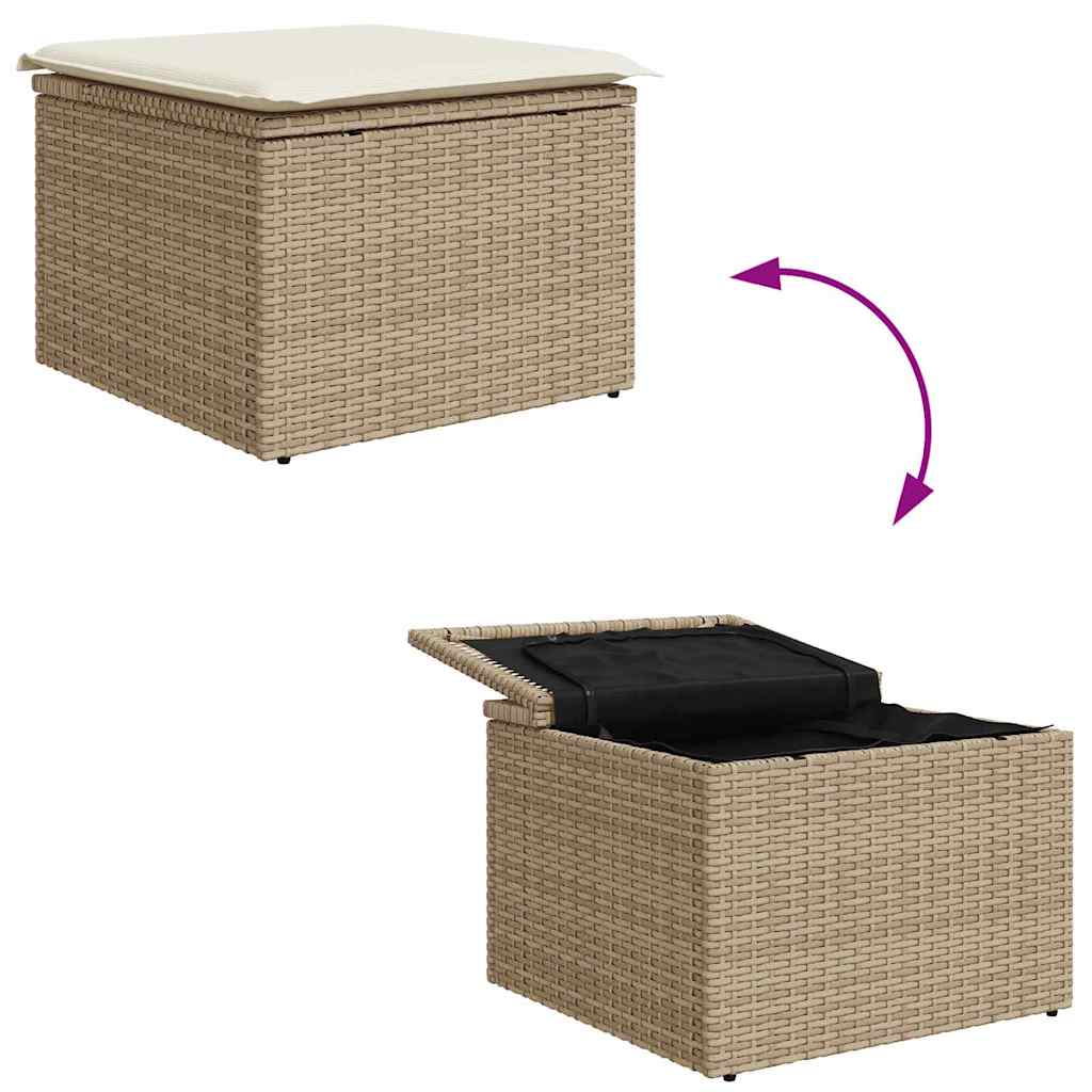 Gartensofa-set mit Kissen 6 pcs Beige und Creme Polyrattan