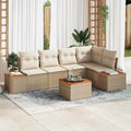 Garten-Sofa-Set mit Kissen 6 pcs Beige und Creme Poly Rattan